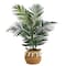 4ft. Kentia Palm Artificial Tree in Boho Chic Handmade Natural Cotton Woven Planter with Tassels